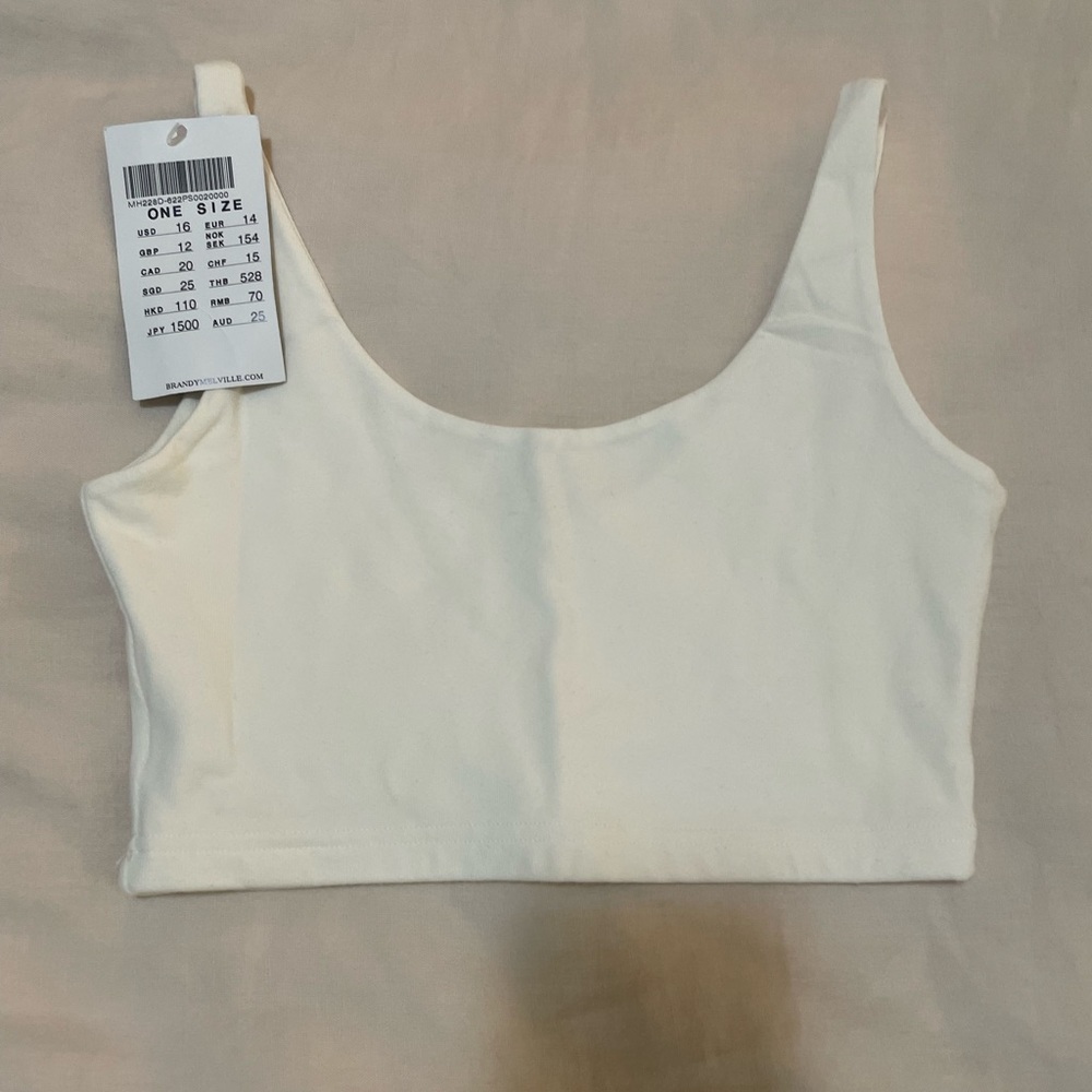 Brandy Melville tags on crop white tank